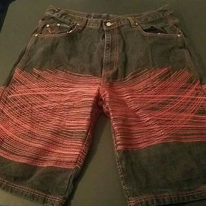 Black and red OX jean shorts sz 40/14